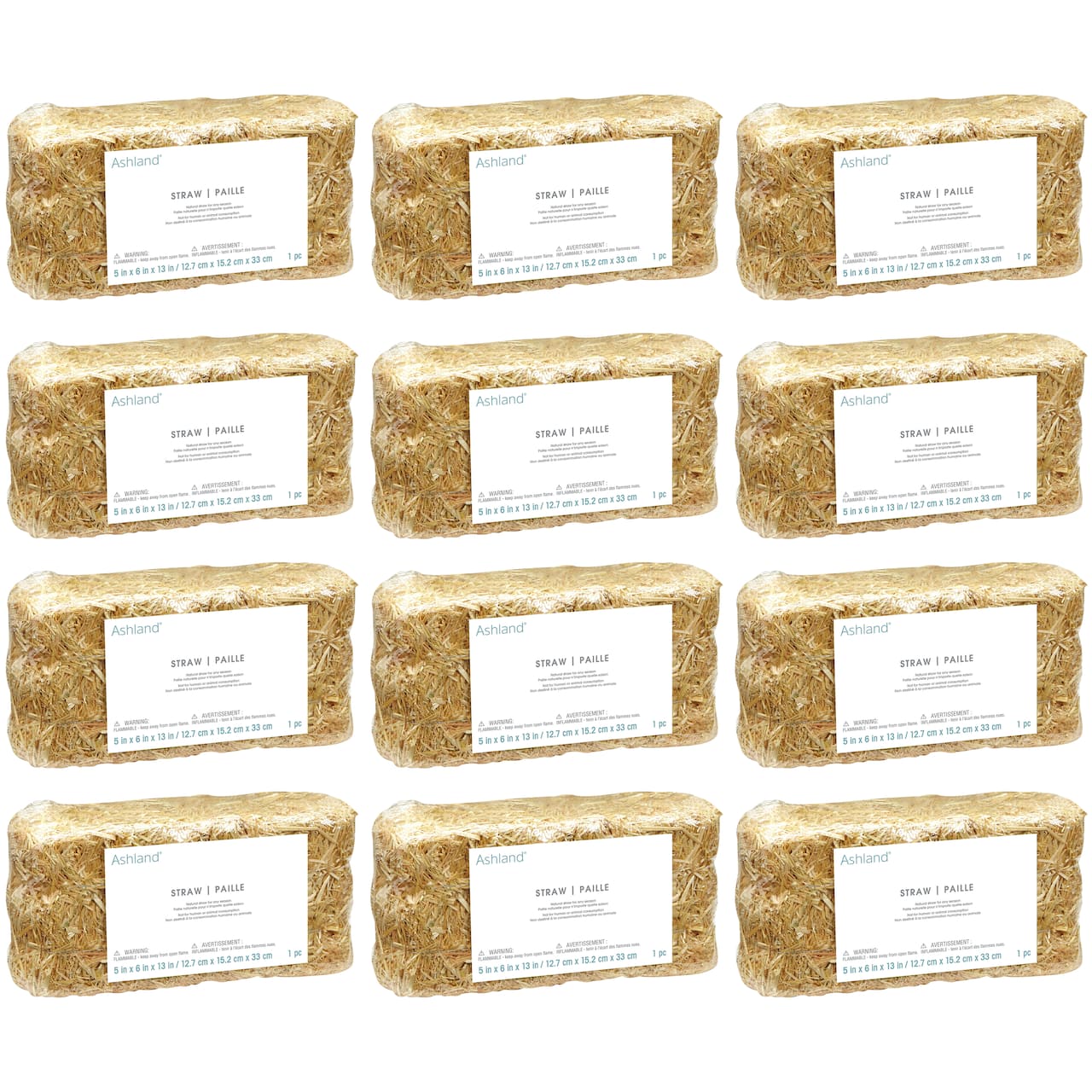 12 Pack: 13" Decorative Straw Bale by Ashland®